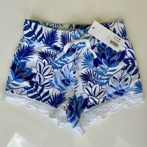 NWT, Janie and Jack White Tropical Floral Jersey Short with Eyelet Trim, Size 5